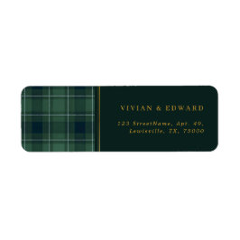Green Tartan Polo Plaid Vintage Return Address Etiket