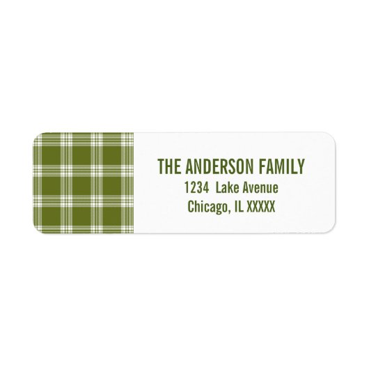 Green Tartan Pset Adresetiketten voor kerstmis Etiket (Voorkant)