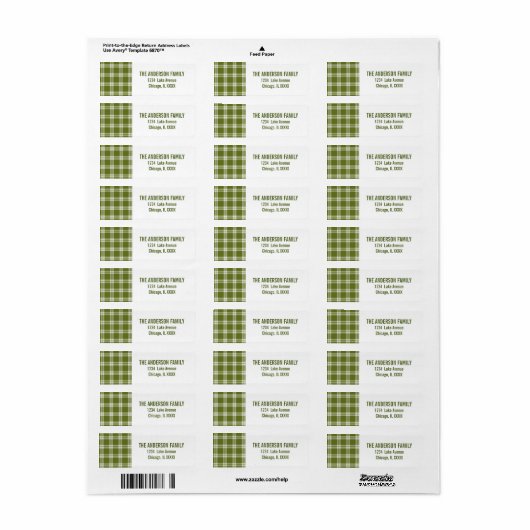 Green Tartan Pset Adresetiketten voor kerstmis Etiket (Full Sheet)