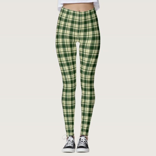 Green Tartan Pset Pattern Leggings (Voorkant)