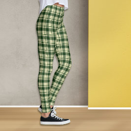Green Tartan Pset Pattern Leggings