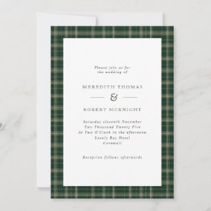 Green Tartan Schotse winterbruiloft Kaart