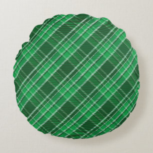 Green Tartan Swahili Plaid Pattern-88675 Rond Kussen