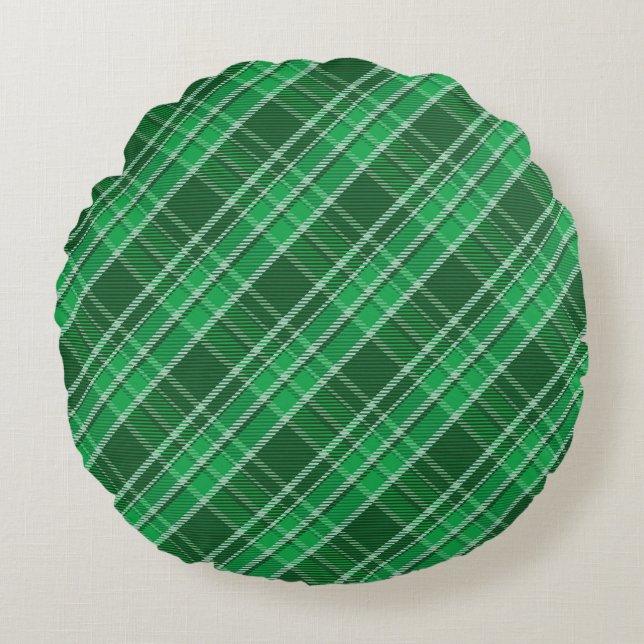 Green Tartan Swahili Plaid Pattern-88675 Rond Kussen (Voorkant)
