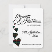 Green Tartan Wedding Save the Date Kaart (Achterkant)