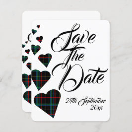 Green Tartan Wedding Save the Date Kaart
