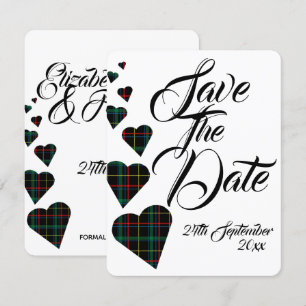 Green Tartan Wedding Save the Date Kaart
