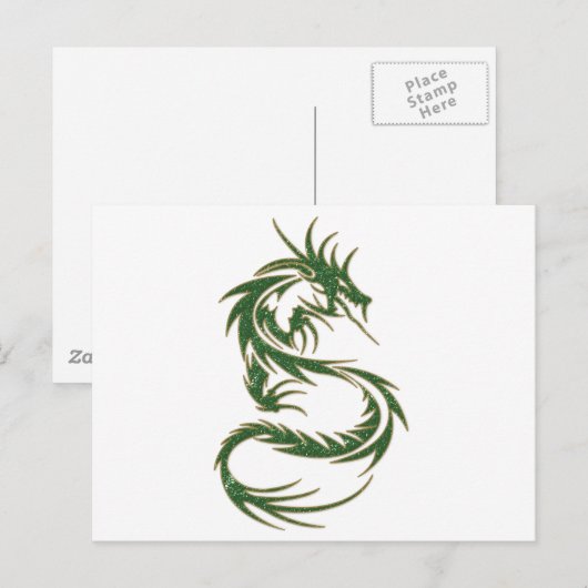 Green Tattoo Dragon Briefkaart (Voorkant / Achterkant)