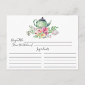 Green Tea Pot Floral Recipe Card Briefkaart (Voorkant)
