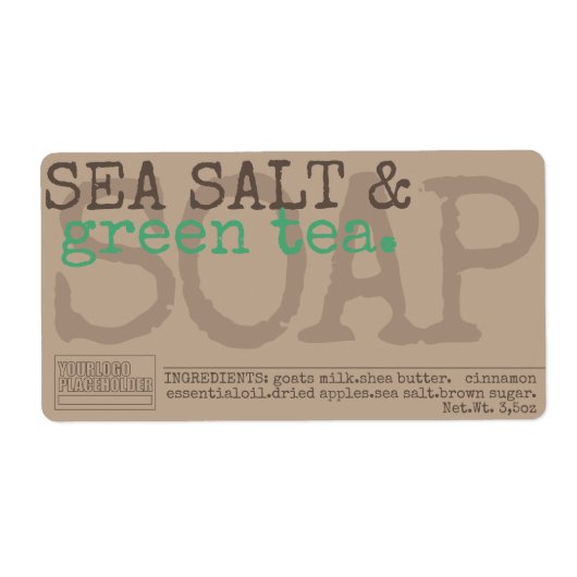 Green Tea Soaps Homemade Trendy Rustic Vintage Etiket (Voorkant)