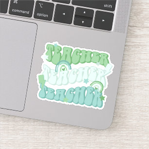 Green Teacher Teacher Retro Vinyl Sticker