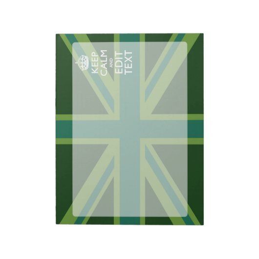Green Teal Keep Calm And Heb Je Tekst Union Jack Notitieblok (Linkerzijde)