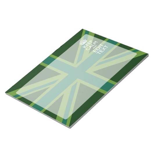 Green Teal Keep Calm And Heb Je Tekst Union Jack Notitieblok (Schuin)