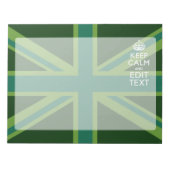 Green Teal Keep Calm And Heb Je Tekst Union Jack Notitieblok (Voorkant)