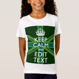 Green Teal Keep Calm And Your Text Union Jack T-shirt