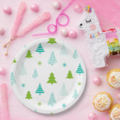 Green Teal Trees Simple Modern Christmas  Papieren Bordje (Feest)