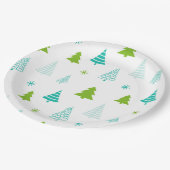 Green Teal Trees Simple Modern Christmas  Papieren Bordje (Gekanteld)