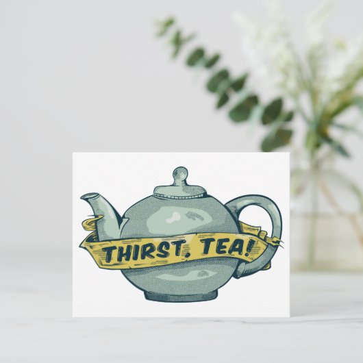 Green Teapot thirst tea Briefkaart (Staand voorkant)