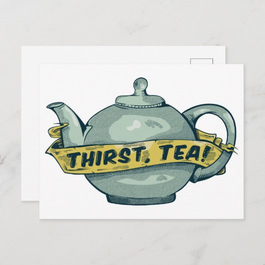 Green Teapot thirst tea Briefkaart (Voorkant / Achterkant)
