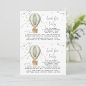 Green Teddy Balloon Adventure Book voor Baby showe Kaart (Staand voorkant)