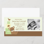 Green Teddy Bear Baby Foto geboorteaankondiging Aankondiging (Voorkant / Achterkant)