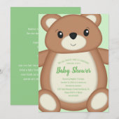 Green Teddy Bear Baby shower Kaart (Voorkant / Achterkant)