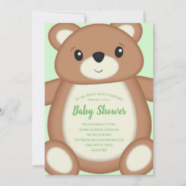 Green Teddy Bear Baby shower Kaart