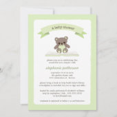 Green Teddy brengt een Baby shower-uitnodiging voo Kaart (Voorkant)