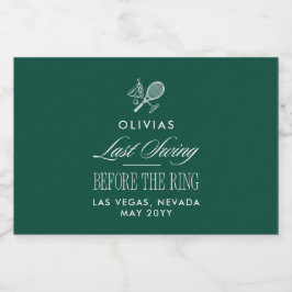 Green Tennis Bachelorette Elegant Modern Sparkling Wijnetiket