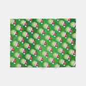 Green Tennis Ball in Santa Hat Pattern Fleece Deken (Voorkant (Horizontaal))
