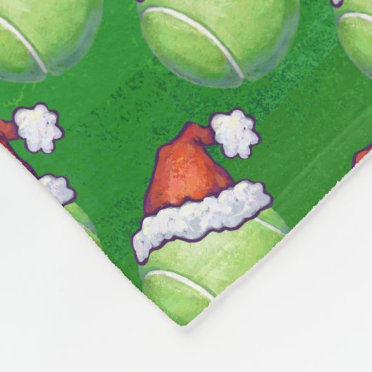 Green Tennis Ball in Santa Hat Pattern Fleece Deken (Hoek)