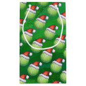 Green Tennis Ball in Santa Hat Pattern Klein Cadeauzakje (Achterkant)