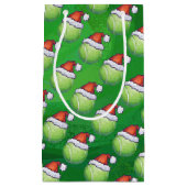 Green Tennis Ball in Santa Hat Pattern Klein Cadeauzakje (Voorkant)