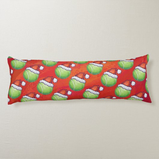 Green Tennis Ball in Santa Hat Pattern Lichaamskussen (Achterkant)