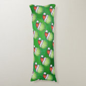 Green Tennis Ball in Santa Hat Pattern Lichaamskussen (Voorkant Verticaal)