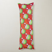 Green Tennis Ball in Santa Hat Pattern Lichaamskussen (Achterkant (Verticaal))