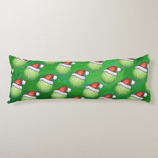 Green Tennis Ball in Santa Hat Pattern Lichaamskussen (Voorkant)