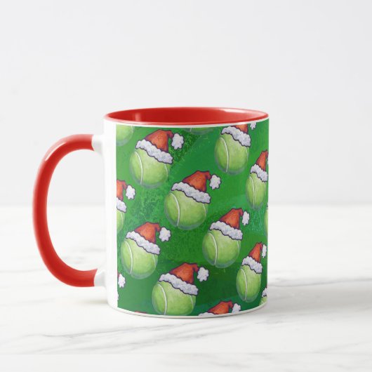 Green Tennis Ball in Santa Hat Pattern Mok (Links)