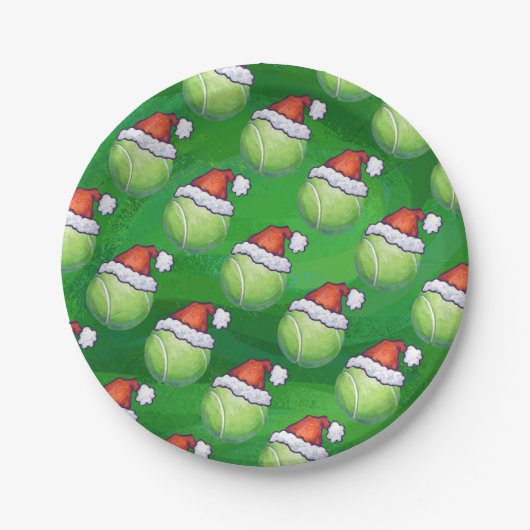 Green Tennis Ball in Santa Hat Pattern Papieren Bordje (Voorkant)
