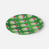Green Tennis Ball in Santa Hat Pattern Papieren Bordje (Gekanteld)