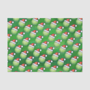 Green Tennis Ball in Santa Hat Pattern Tissuepapier