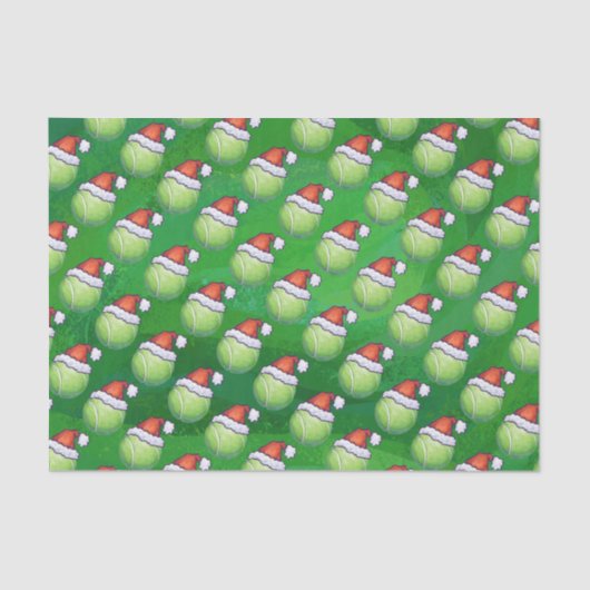 Green Tennis Ball in Santa Hat Pattern Tissuepapier (Voorkant)