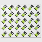 Green Tennis Ball LOVE Cadeaupapier (Vlak)