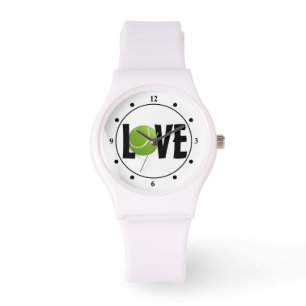 Green Tennis Ball LOVE Tennis Player Horloge