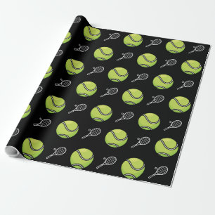 Green Tennis Balls en Rackets Athlete Sport White Cadeaupapier