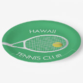 Green Tennis Club White Racket Papieren Bordje (Gekanteld)