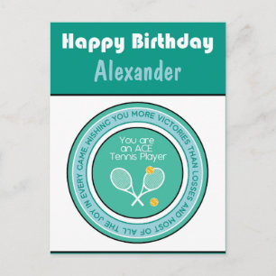 Green Tennis 🎾 Happy Birthday Briefkaart