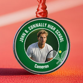 Green Tennis Player Photo High School Christmas Metalen Ornament