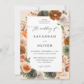 Green & Terra Cotta Floral Wedding S2 - Beige Kaart (Voorkant)