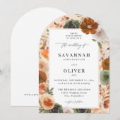Green & Terra Cotta Floral Wedding S2 VLN- Arch Be Kaart (Voorkant / Achterkant)